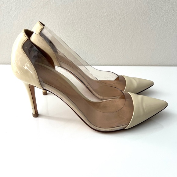Gianvito Rossi 85 Plexi offwhite patent leather pumps, size 38.5 (US 8) - Picture 3 of 11